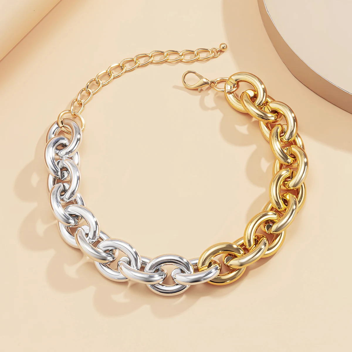 Vintage Thick Edge Cuban Gothic Necklace Women CCB Neck Collar Bone Gold Color Stubby Chain Necklaces Charm Party Jewelry