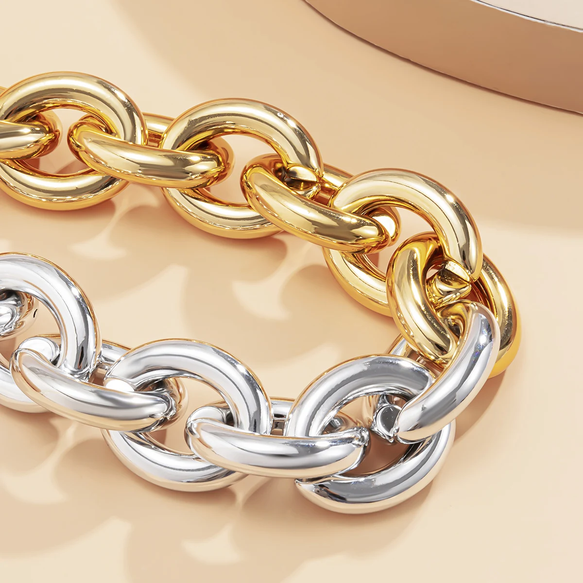 Vintage Thick Edge Cuban Gothic Necklace Women CCB Neck Collar Bone Gold Color Stubby Chain Necklaces Charm Party Jewelry