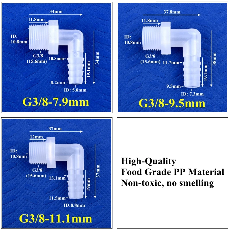 5~200pcs G1/2 Male Thread To 6.4~19.5mm PP Pagoda Elbow Connector Aquarium Tank Air Pump Adapter Irrigation Water Hose Joint