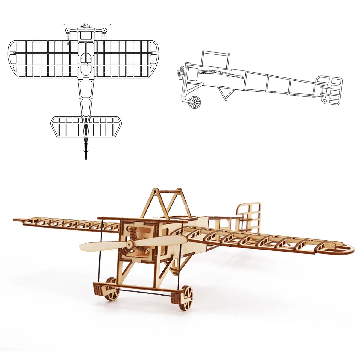 1:72 DIY Wooden Breriot Aircraft Puzzles Drawing Toys for Adult Teens Building Blocks Construction Model Set 3D Retro Plane Gift