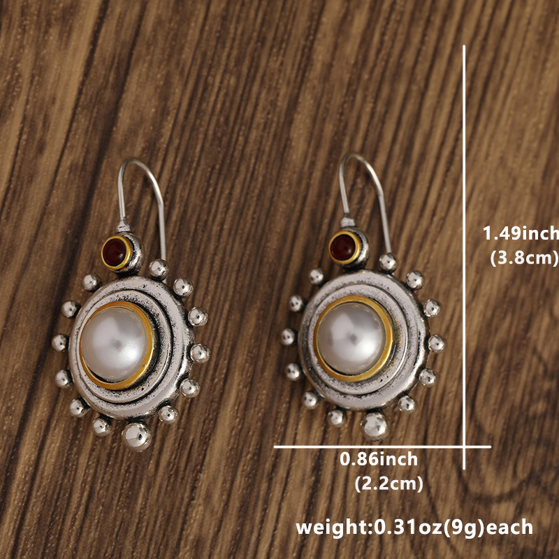Vintage Palace Baroque Pearl Earrings Temperament Earrings Classical Elegant Drop Hook Earrings 925 Silver Needle Earrings