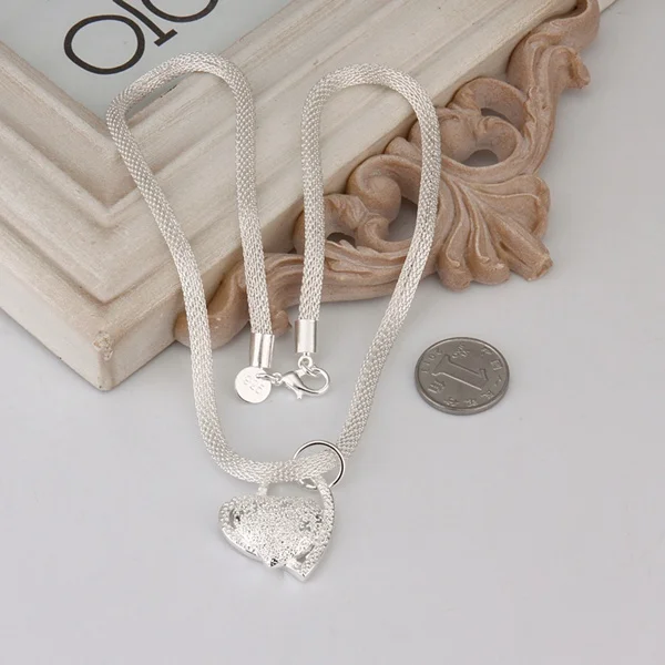 925 Sterling Silver Necklace Gorgeous Charm Fashion Heart Wedding Lady Love for Women Noble Luxury 18 Inches 45cm Jewelry