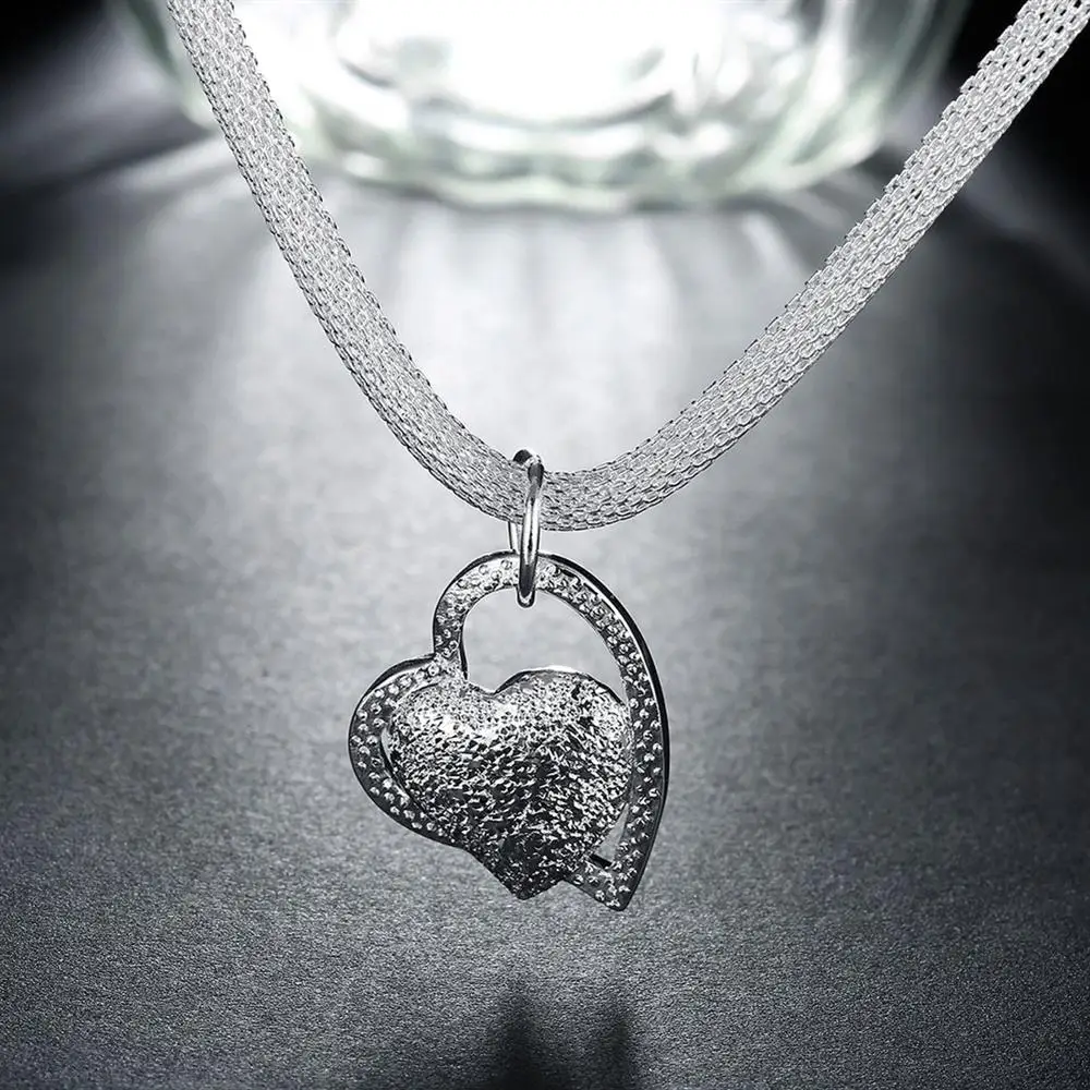 925 Sterling Silver Necklace Gorgeous Charm Fashion Heart Wedding Lady Love for Women Noble Luxury 18 Inches 45cm Jewelry