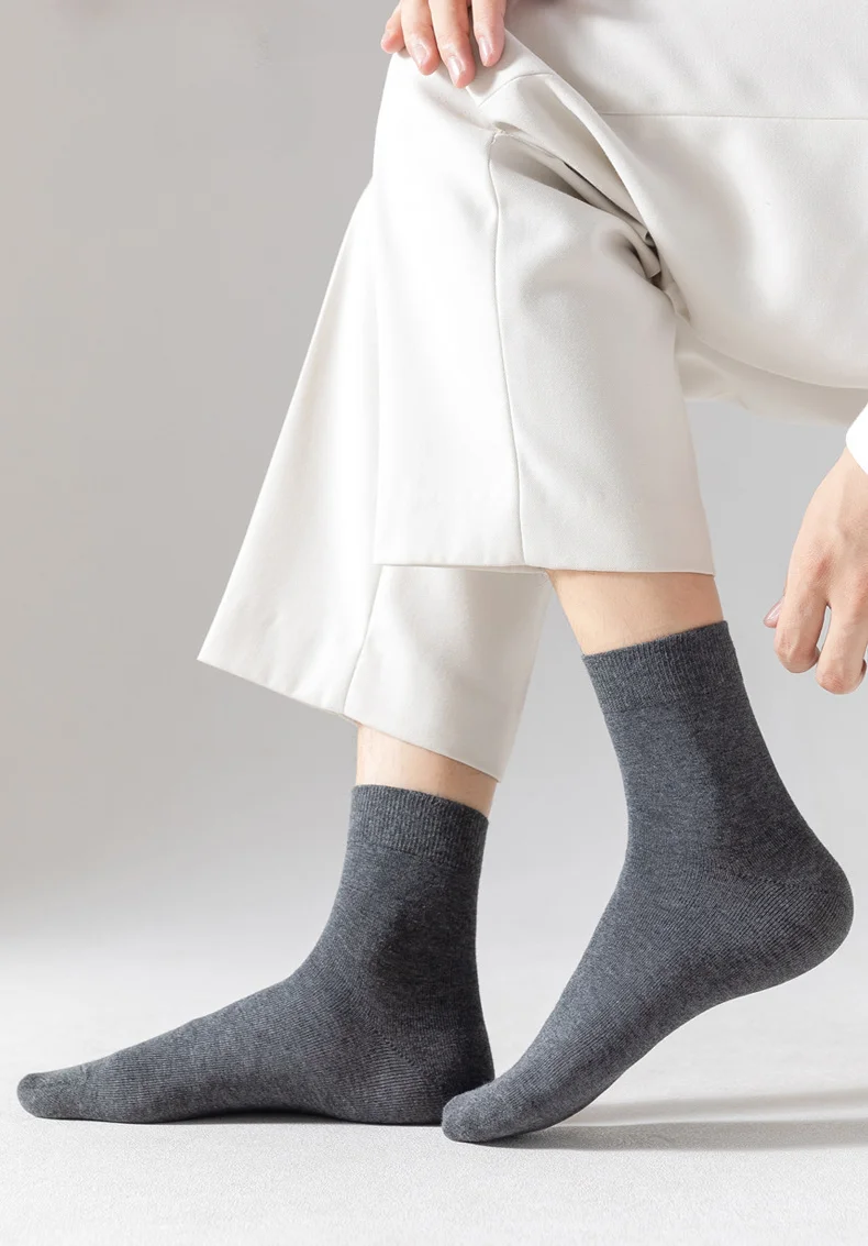 5/10 Pairs High Quality Men‘s Socks Cotton Casual Business Middle Black Breathable Male Crew Socks Dress Gifts Socks Size 38-44