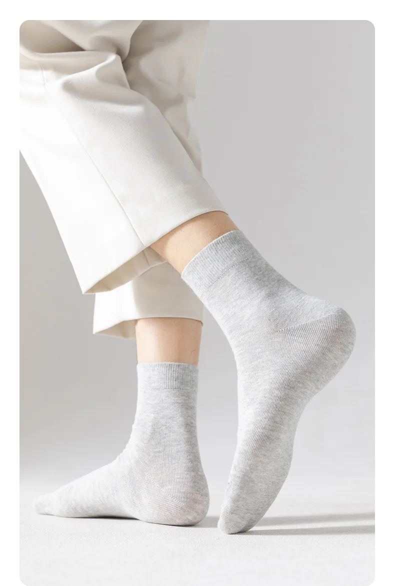 5/10 Pairs High Quality Men‘s Socks Cotton Casual Business Middle Black Breathable Male Crew Socks Dress Gifts Socks Size 38-44