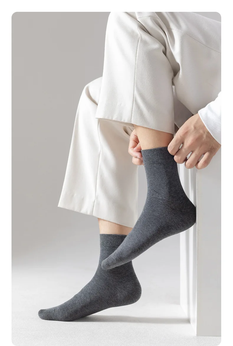 5/10 Pairs High Quality Men‘s Socks Cotton Casual Business Middle Black Breathable Male Crew Socks Dress Gifts Socks Size 38-44