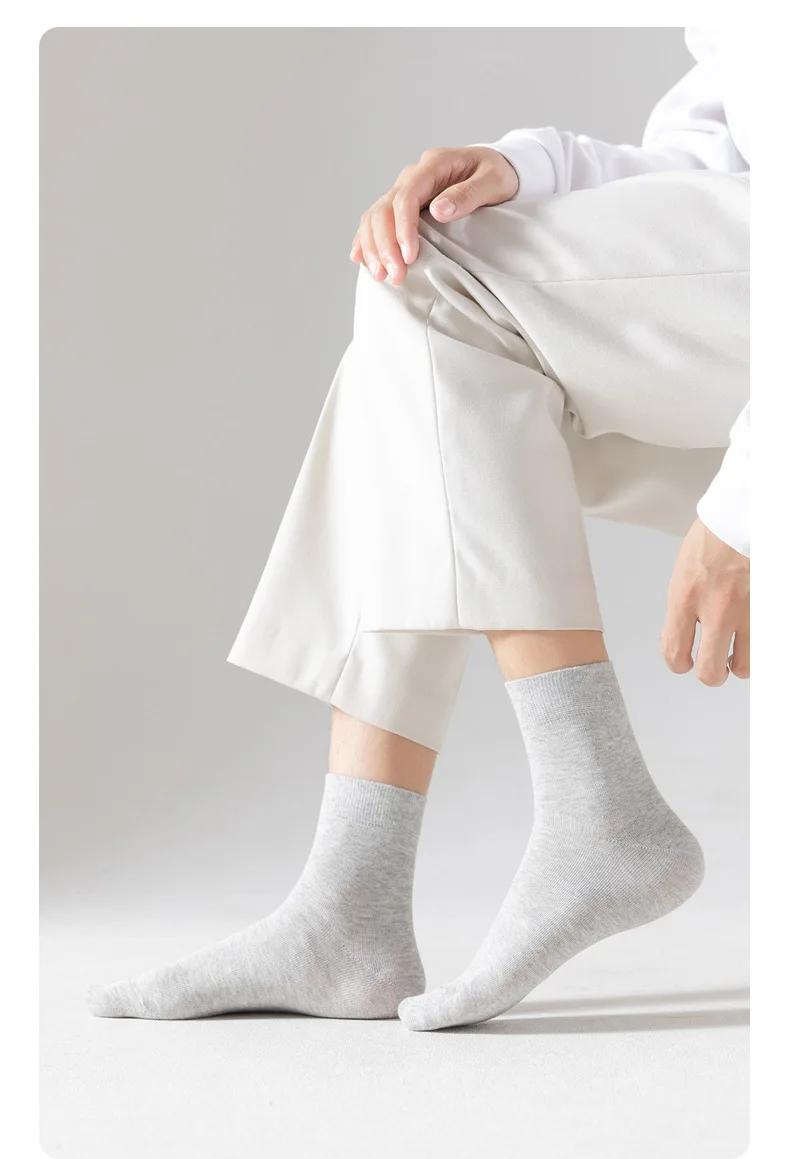 5/10 Pairs High Quality Men‘s Socks Cotton Casual Business Middle Black Breathable Male Crew Socks Dress Gifts Socks Size 38-44