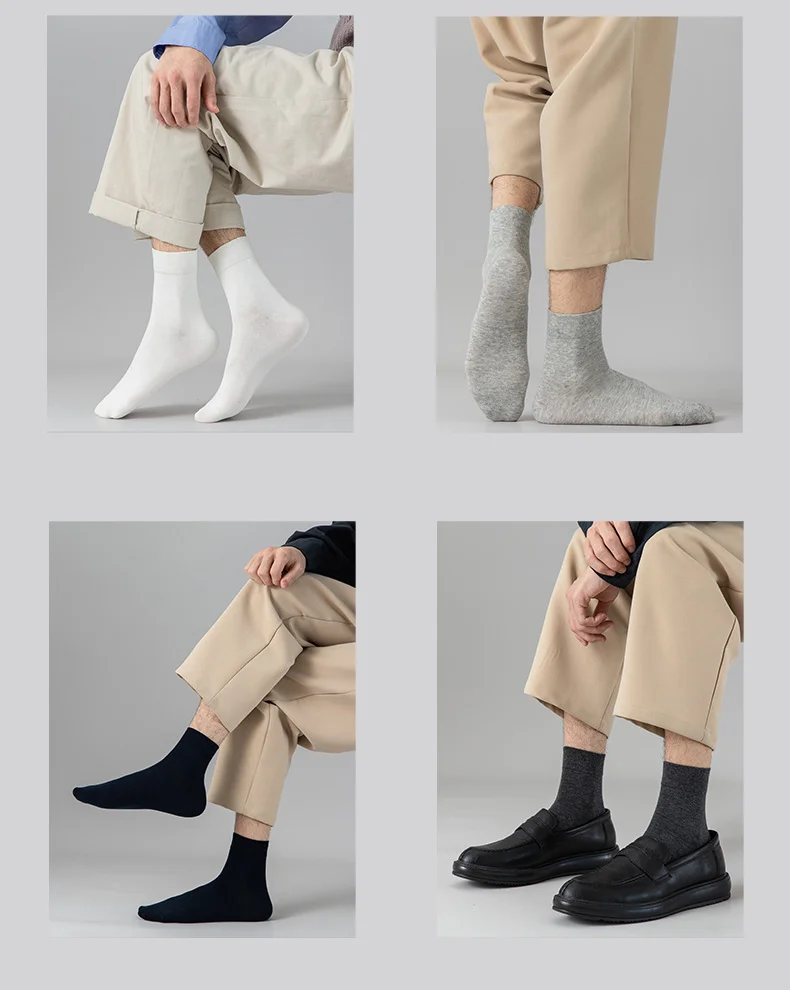5/10 Pairs High Quality Men‘s Socks Cotton Casual Business Middle Black Breathable Male Crew Socks Dress Gifts Socks Size 38-44