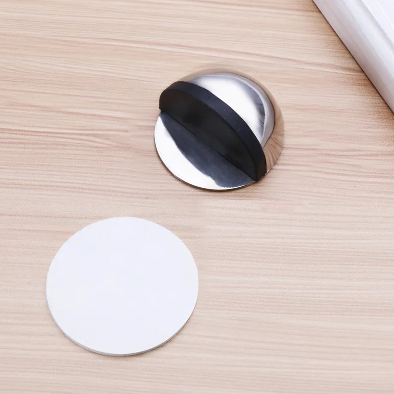Door Stops Stainless Steel Rubber Magnetic Door Stopper Non Punching Sticker Hidden Door Holders Floor Mounted Nail-free