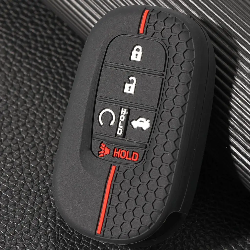 For Honda Civic Accord Passport Pilot CRV 2021 2022 2023 Silicone 5 Button Car Key Ring Chain Case Cover Holder Protector Shell