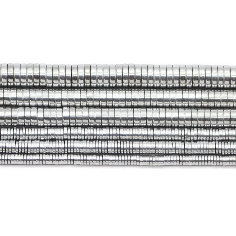 Coin Shape Natural Stone Silver Color Hematite 3/4/6/8MM Flat Round Spacer Loose Beads For Jewelry Making DIY Bracelet Findings