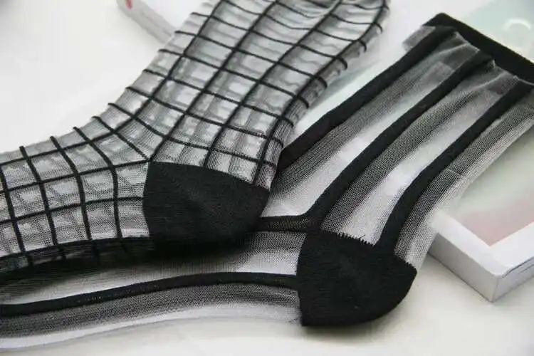 5 Pairs Women Ladies Socks Fashion Sheer Mesh Glass Silk Socks Ultrathin Transparent Crystal Lace Fabulous Elastic Summer Ankle