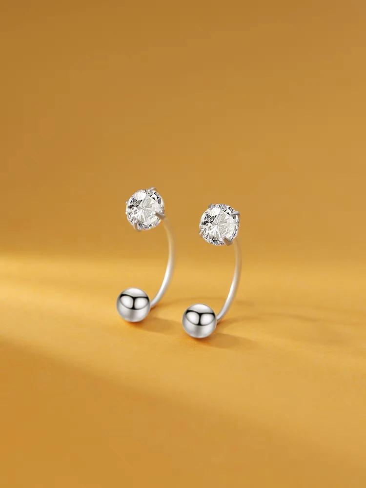 1Pair 925 Sterling Silver tragus Piercing Helix Studs Earrings for Women Girls Zircon Hoop Nose Ring Conch Body Piercing Jewelry