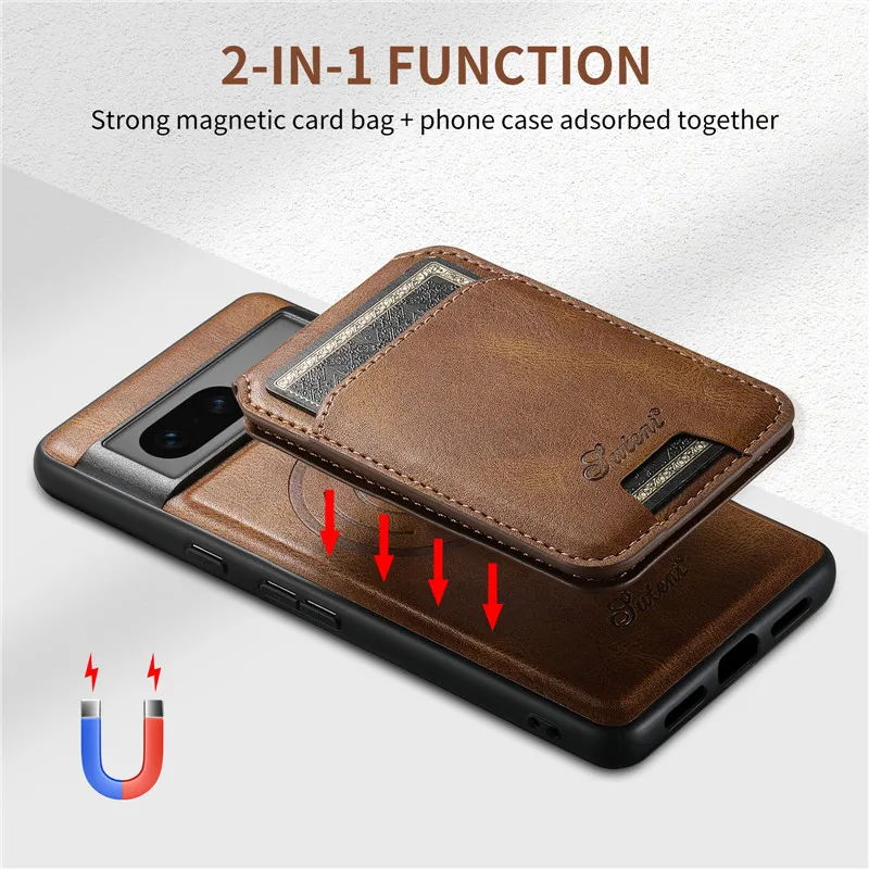 EUCAGR Wallet Phone Case Card Holder PU Leather Magnetic Pocket Cover Case For Google Pixel 11 Pro 9 10 8 7 6 Pro 7A Pixel8Pro