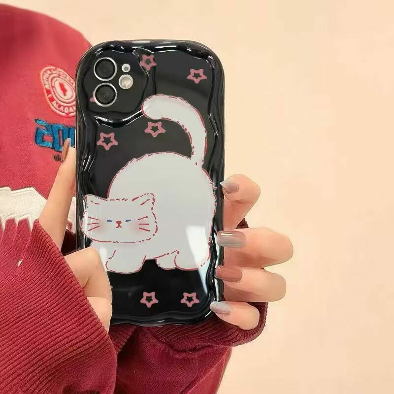 Curly Cat Fundas for Samsung S24 Ultra S23 Plus FE Galaxy A55 A54 A35 A53 A31 A03 A34 A53 A52 A32 A14 A15 A25 A24 A23 A04 Case