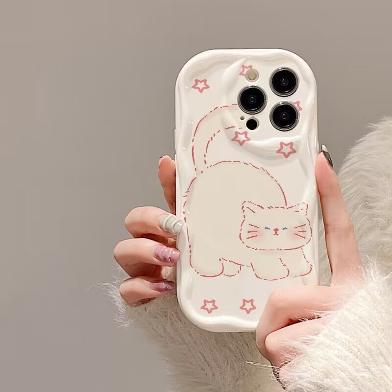 Curly Cat Fundas for Samsung S24 Ultra S23 Plus FE Galaxy A55 A54 A35 A53 A31 A03 A34 A53 A52 A32 A14 A15 A25 A24 A23 A04 Case