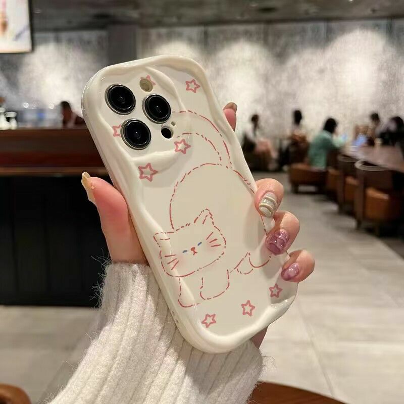 Curly Cat Fundas for Samsung S24 Ultra S23 Plus FE Galaxy A55 A54 A35 A53 A31 A03 A34 A53 A52 A32 A14 A15 A25 A24 A23 A04 Case