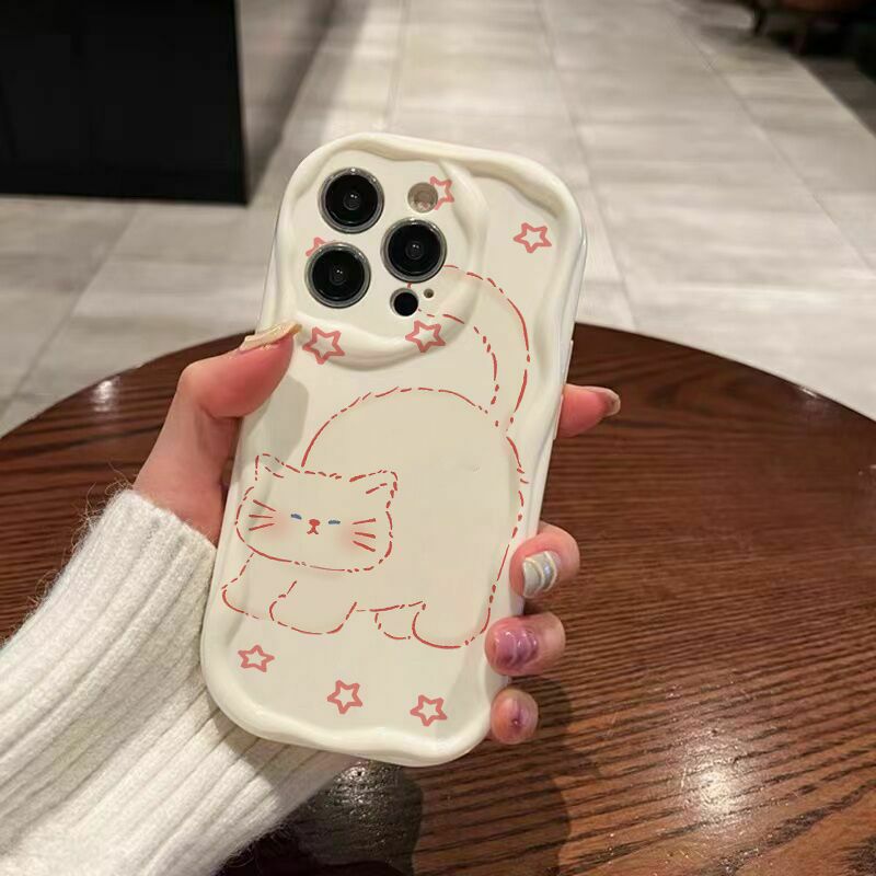 Curly Cat Fundas for Samsung S24 Ultra S23 Plus FE Galaxy A55 A54 A35 A53 A31 A03 A34 A53 A52 A32 A14 A15 A25 A24 A23 A04 Case