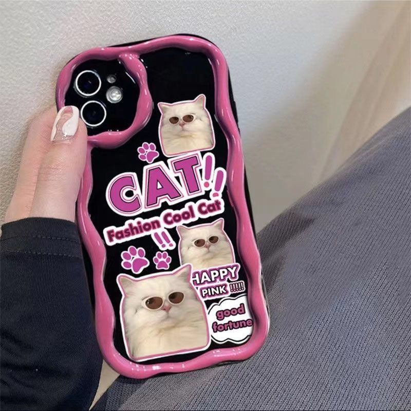Curly Cat Fundas for Samsung S24 Ultra S23 Plus FE Galaxy A55 A54 A35 A53 A31 A03 A34 A53 A52 A32 A14 A15 A25 A24 A23 A04 Case