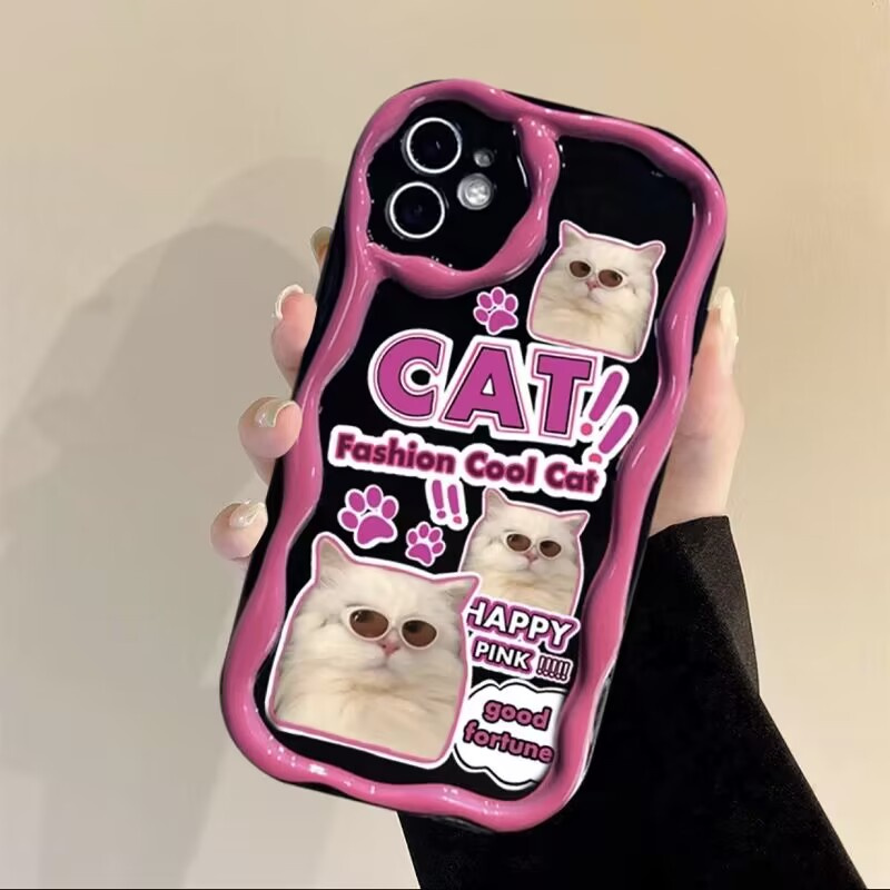 Curly Cat Fundas for Samsung S24 Ultra S23 Plus FE Galaxy A55 A54 A35 A53 A31 A03 A34 A53 A52 A32 A14 A15 A25 A24 A23 A04 Case