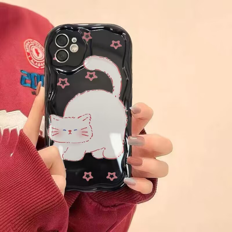 Curly Cat Fundas for Samsung S24 Ultra S23 Plus FE Galaxy A55 A54 A35 A53 A31 A03 A34 A53 A52 A32 A14 A15 A25 A24 A23 A04 Case