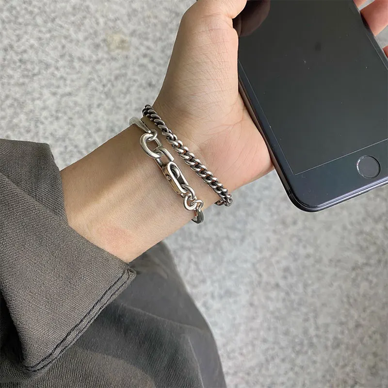 Mewanry Silver Color Lock Knot Bracelet for Women Vintage INS Fashion Simple Personality Party Jewelry Gifts Wholesale