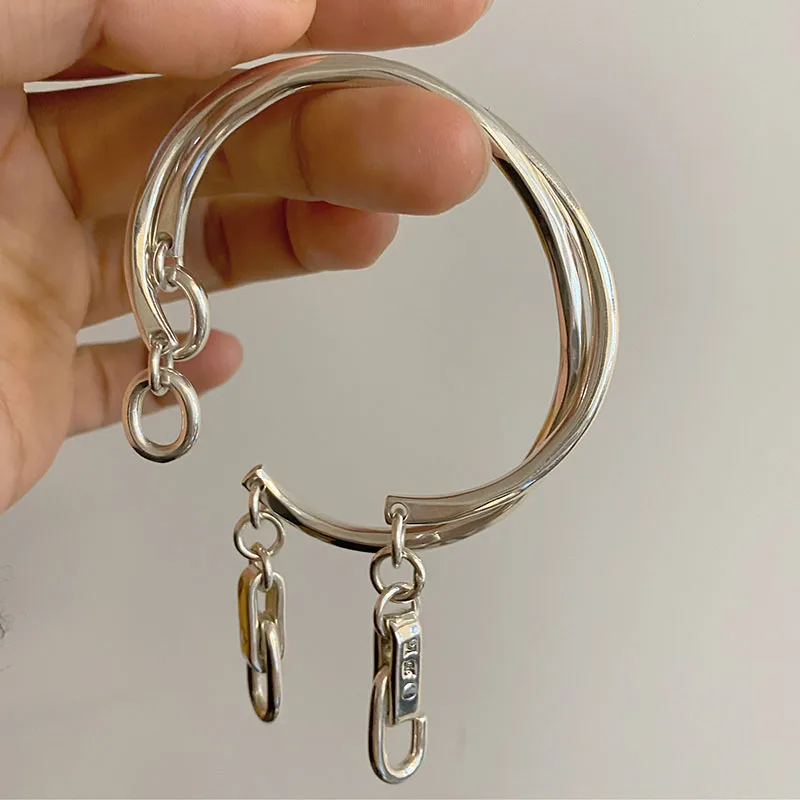 Mewanry Silver Color Lock Knot Bracelet for Women Vintage INS Fashion Simple Personality Party Jewelry Gifts Wholesale