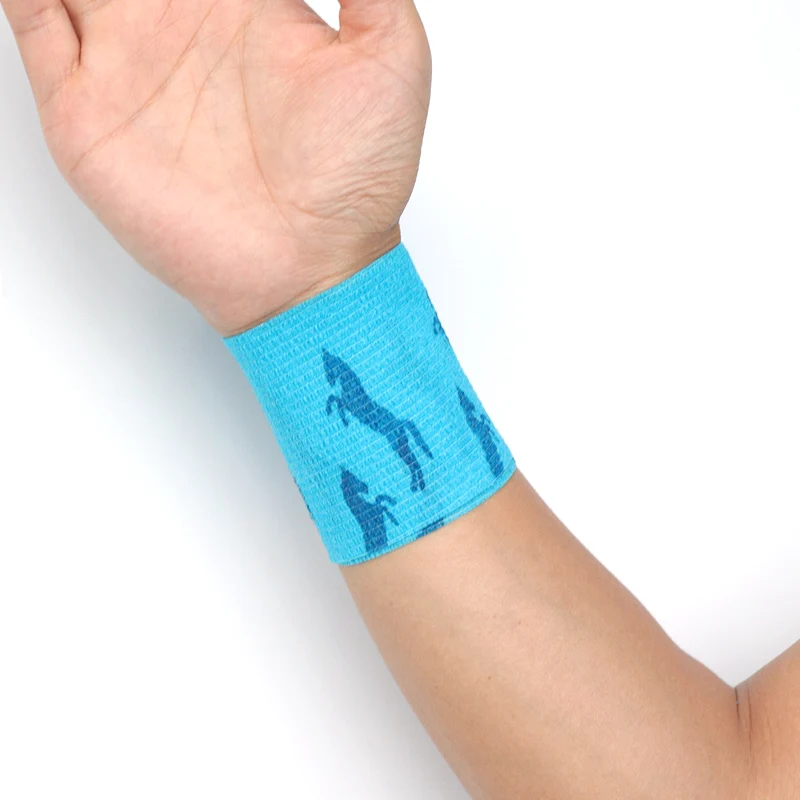 Sports Printed Elastic Adhesive Bandage Athletic Tape Colorful Self Wrap Tape for Tattoo Finger Joint Decoration Pet First Aid