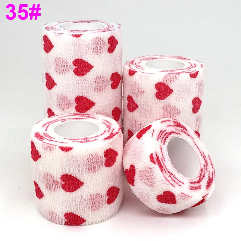 Sports Printed Elastic Adhesive Bandage Athletic Tape Colorful Self Wrap Tape for Tattoo Finger Joint Decoration Pet First Aid