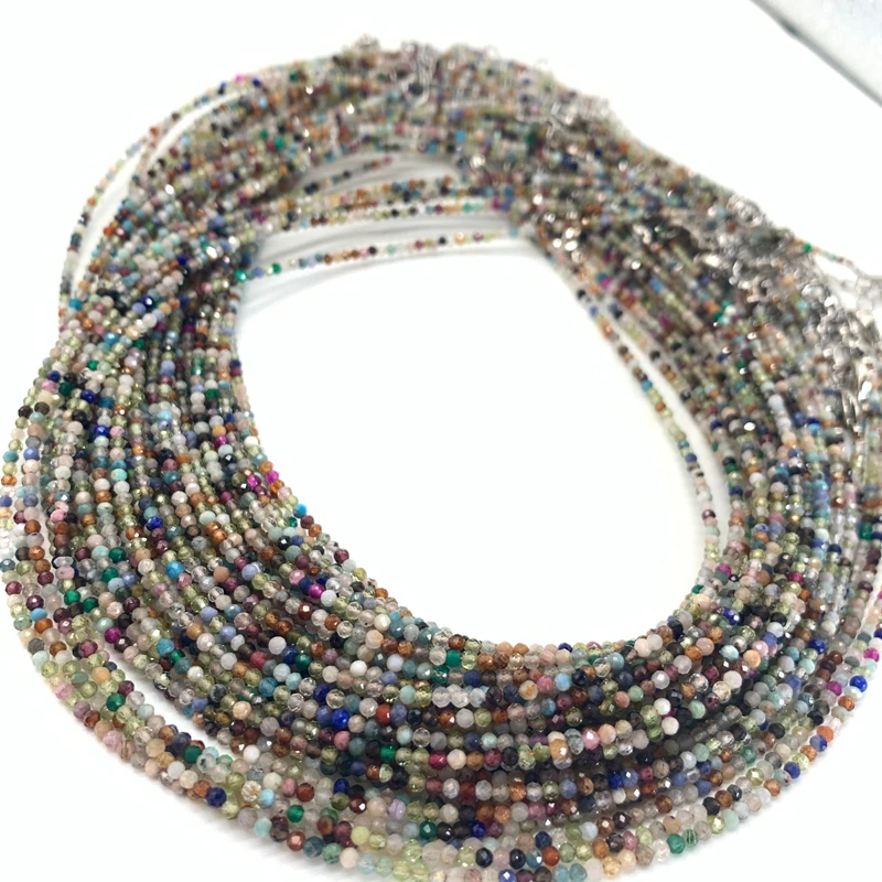Natural Stone Lapis Lazuli Olivine Tourmaline 2mm Round Section Mini Necklaces Bracelet Are Suitable for Men and Women Gifts