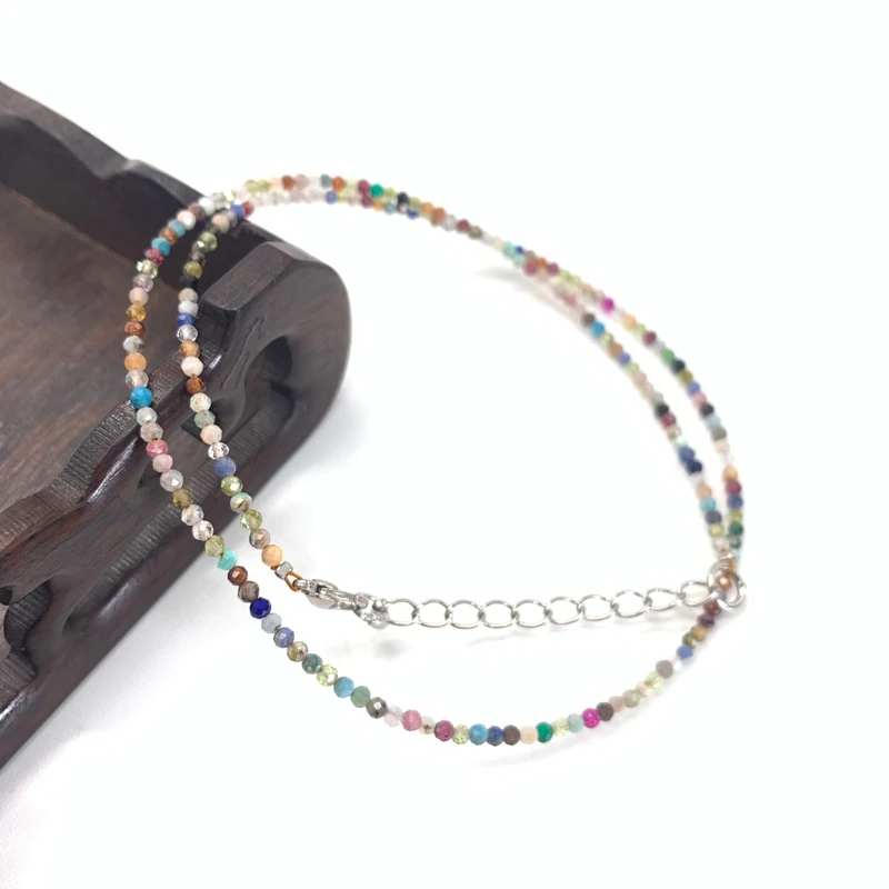 Natural Stone Lapis Lazuli Olivine Tourmaline 2mm Round Section Mini Necklaces Bracelet Are Suitable for Men and Women Gifts