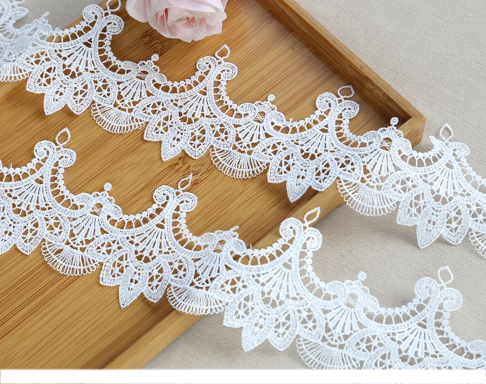 Width:8.1cm (3.24") Fashion Flower Polyester Silk Lace Embroidery Laces Fabric Clothing Decoration Accessories(SS-2120)