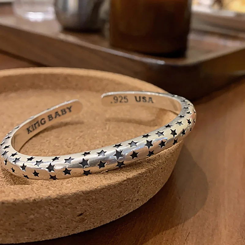 Foxanry Silver Color Opening Brcacelet Bangles for Women INS Fashion Vintage Punk Stars Party Jewelry Gifts Wholesale