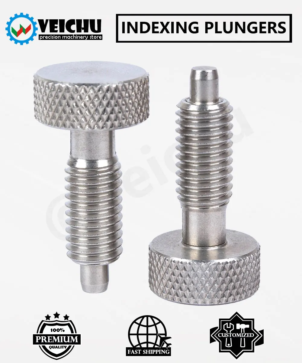VCN230-BN M6/8/10/12/16 All Stainless Steel Spring Screw Bolts Knurled Knob Index Plungers