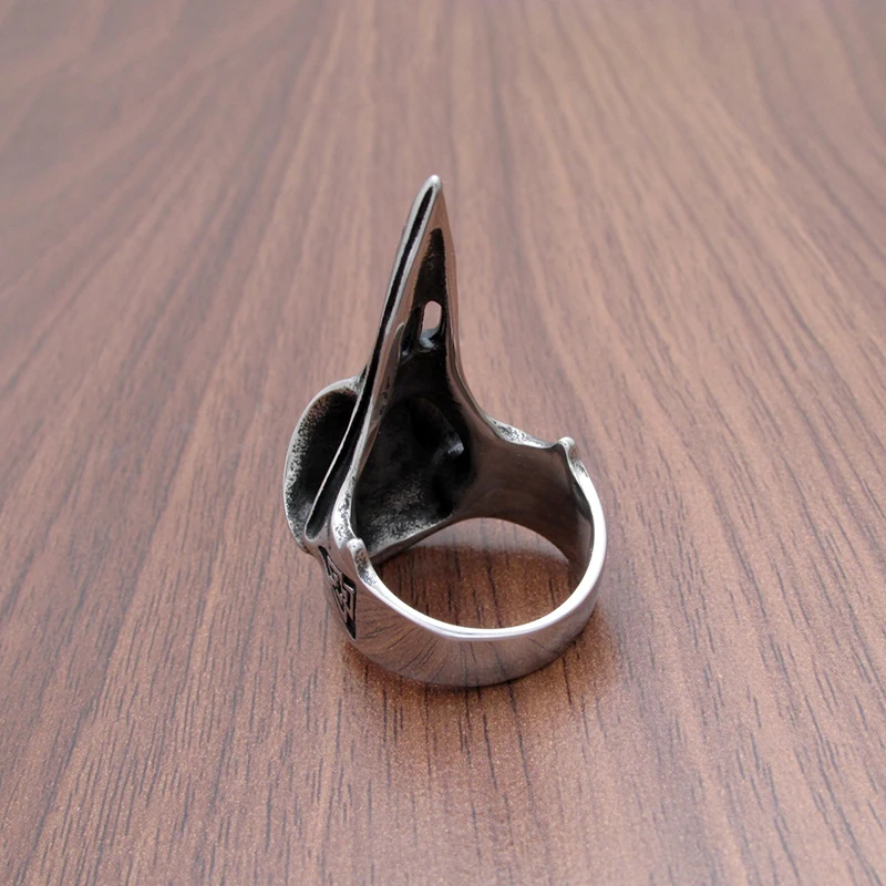 Punk 316L Stainless Steel Men‘s Viking Norse Mythology Odin Crow Raven Ring Nordic Amulet Compass Jewelry Gifts