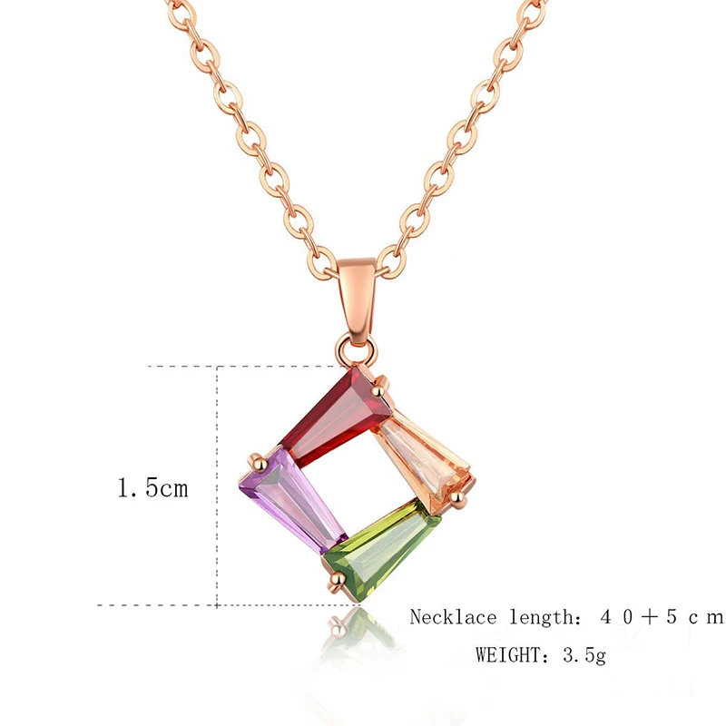 Women's Fashion Shiny Colorful Zircon Pendant Necklaces Multicolor Flower Rose Gold Charming Necklace Pendants Jewelry Best Gift