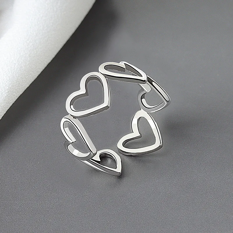 LIVVY Silver Color Love Heart Shell Finger Ring For Women Fashion Party Wedding Jewelry Ring Gift 2021 Trend