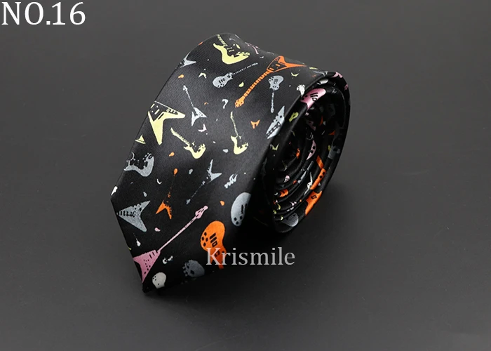 Classic Fashion Men's Music Tie Holiday Festival Printed Piano Guitar Smiling Face Polyester 5cm Width Black Wihte Necktie Gift