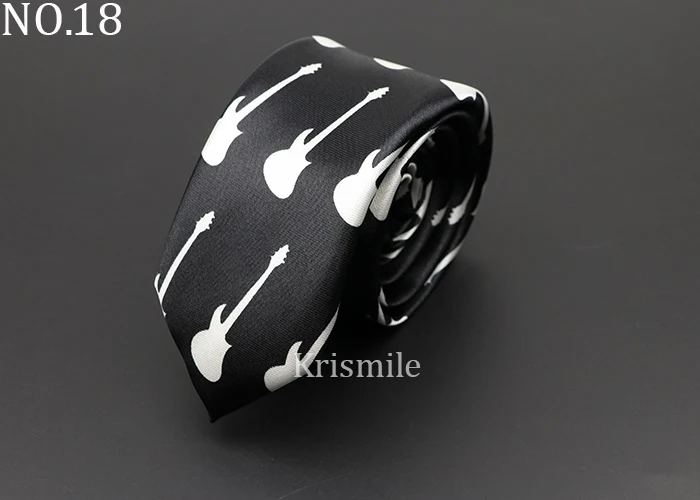 Classic Fashion Men's Music Tie Holiday Festival Printed Piano Guitar Smiling Face Polyester 5cm Width Black Wihte Necktie Gift