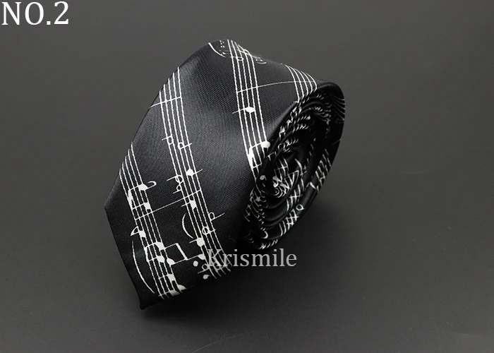 Classic Fashion Men's Music Tie Holiday Festival Printed Piano Guitar Smiling Face Polyester 5cm Width Black Wihte Necktie Gift