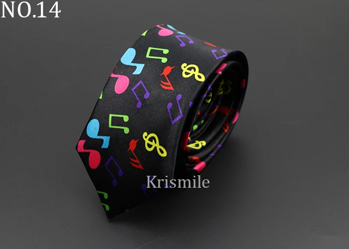 Classic Fashion Men's Music Tie Holiday Festival Printed Piano Guitar Smiling Face Polyester 5cm Width Black Wihte Necktie Gift