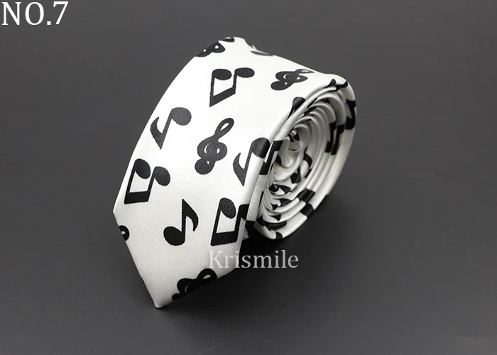 Classic Fashion Men's Music Tie Holiday Festival Printed Piano Guitar Smiling Face Polyester 5cm Width Black Wihte Necktie Gift