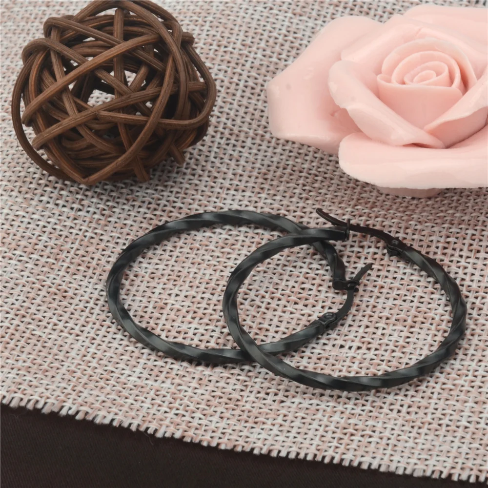 BTEN Gold Color Stainless Steel Big Hoop Earring for Women Large Hoops Fashion Design Ladies Ear Fashion Jewelry Part