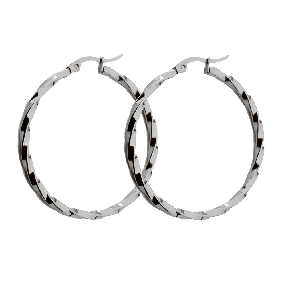 BTEN Gold Color Stainless Steel Big Hoop Earring for Women Large Hoops Fashion Design Ladies Ear Fashion Jewelry Part