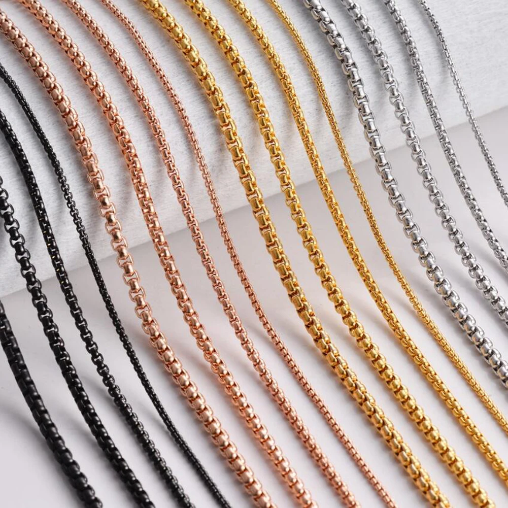 Dropship 1 Piece 2mm/2.5mm/3mm Stainless Steel Pearl Chain Necklace Figaro Chain for Pendant Men Women Jewelry Choker DIY