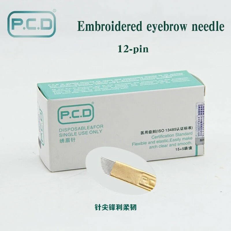 Permanent Makeup Eyebrow 50pcs U Pin PCD 12/14/19 Tattoo Blade Microblading Needles For 3D Embroidery Manual Pen