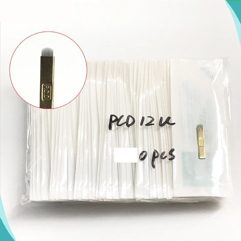 Permanent Makeup Eyebrow 50pcs U Pin PCD 12/14/19 Tattoo Blade Microblading Needles For 3D Embroidery Manual Pen