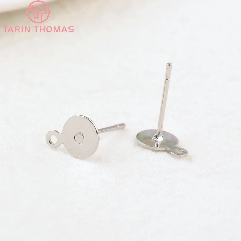 (3729)20PCS 4MM 5MM 6MM 8MM 10MM 24K Gold Color Brass Round Disk Stud Earrings High Quality Diy Jewelry Findings Accessories