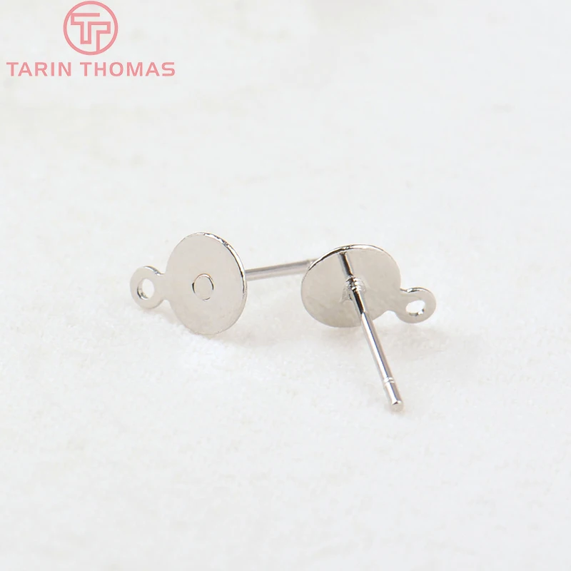(3729)20PCS 4MM 5MM 6MM 8MM 10MM 24K Gold Color Brass Round Disk Stud Earrings High Quality Diy Jewelry Findings Accessories