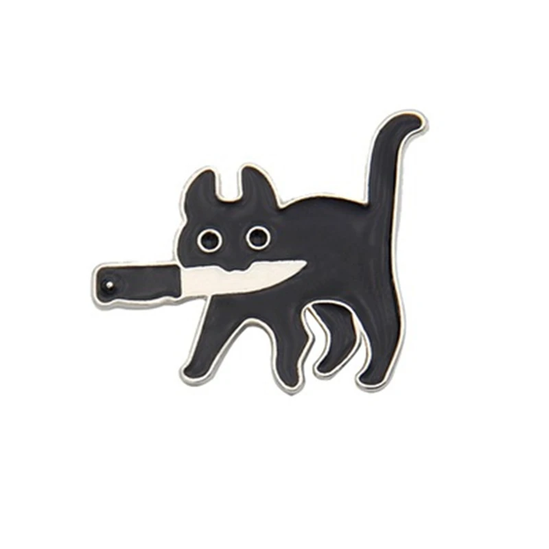 Cartoon Creative Black Cat Modeling Pop-Enamel Pin Lapel Badges Brooch Funny Fashion Jewelry for Women Men Gift